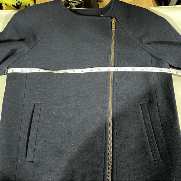 J CREW ~ Double Cloth Navy Blue Wool Moto Style Jacket 6 - Picture 9 of 11